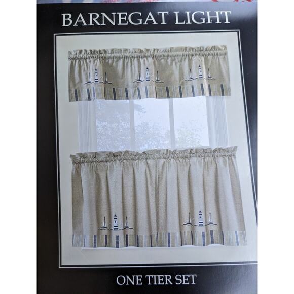 Richloom Light House Boat Ship Nautical Embroidered Embroidery Tier Set New - Picture 1 of 5